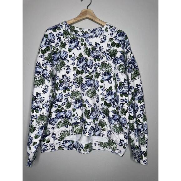 Levi's Pai Print Pullover Crewneck Sweatshirt in Lynn Floral White Blue Large - Picture 2 of 8